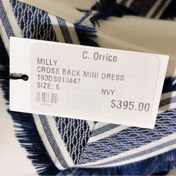 NWT Milly Navy and White Cross Back Striped Mini Dress, Size 6 - Picture 8 of 9